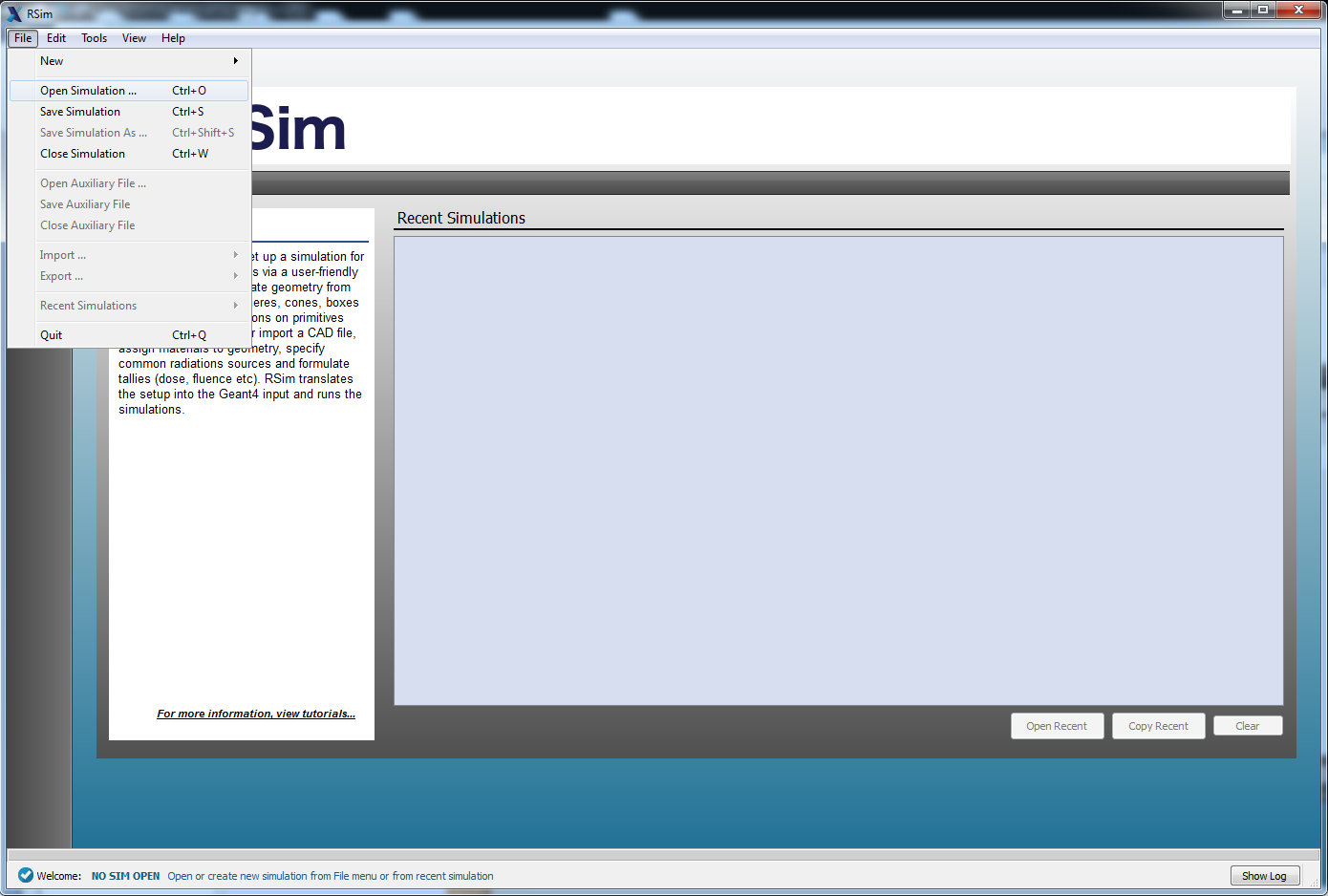 file menu open simulation