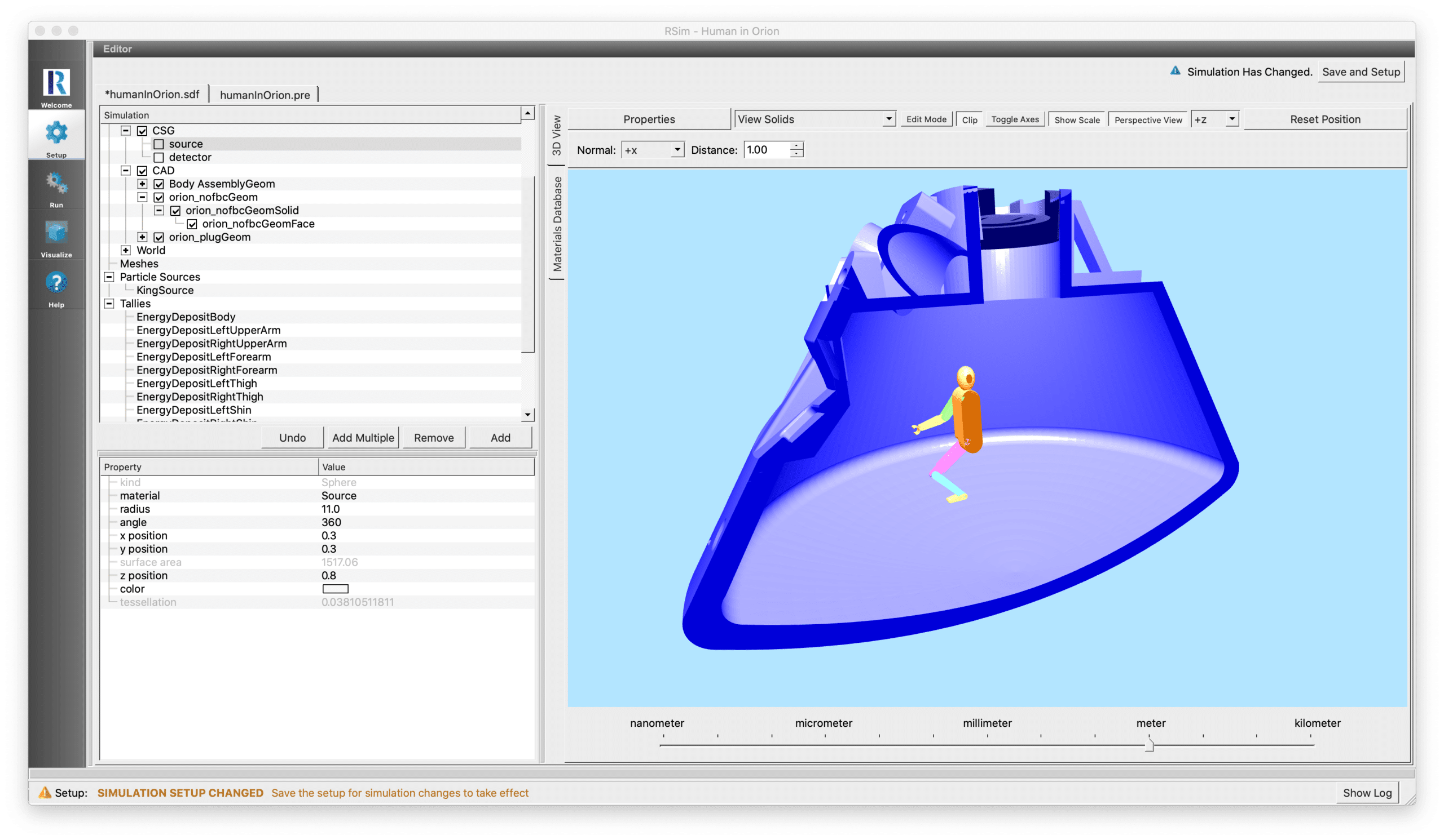 RSim Radiation Simulation example of scaling slider.